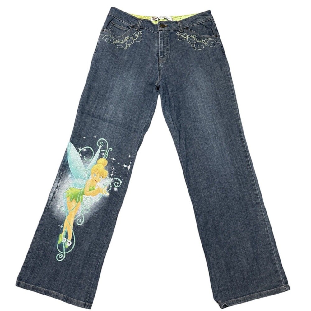 Vintage Disney Store Tinkerbell Embroiderd Bootcut Womens Jean Size 14 EUC